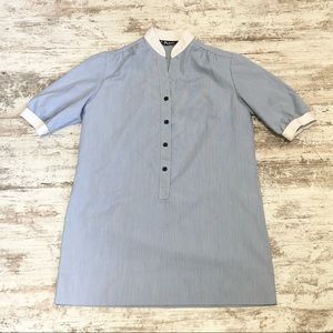 KC Petites Vintage Blue White Top 70s 80s